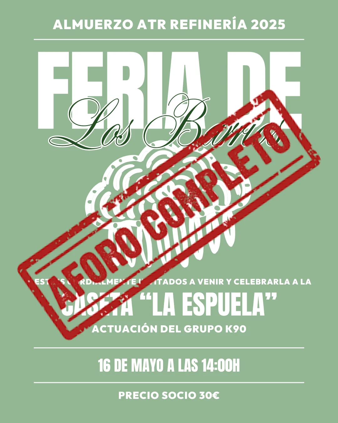 Cartel de Almuerzo ATR Refinería 2025 · Caseta «La Espuela»